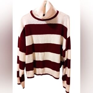 NEW NEW YORK & COMPANY WOMEN'S LONG SLEEVE STRIPED TURTLENECK SWEATER - MEDIUM